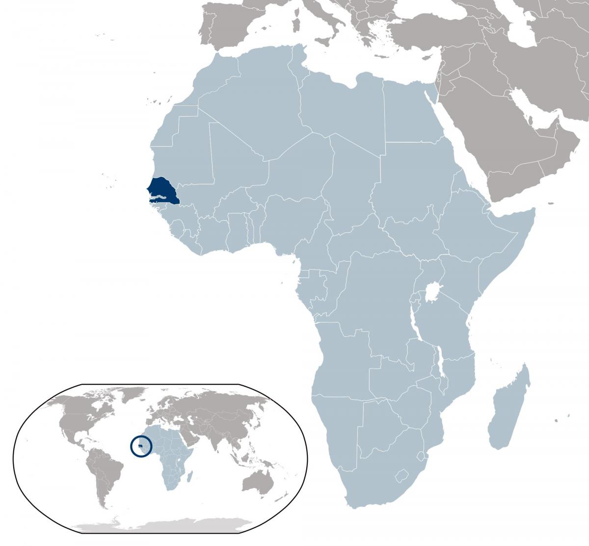 карта размяшчэння Сенегал на свет