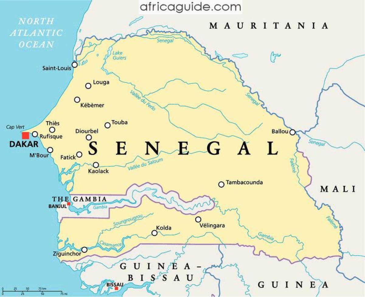 Ракі Сенегал карта Афрыкі