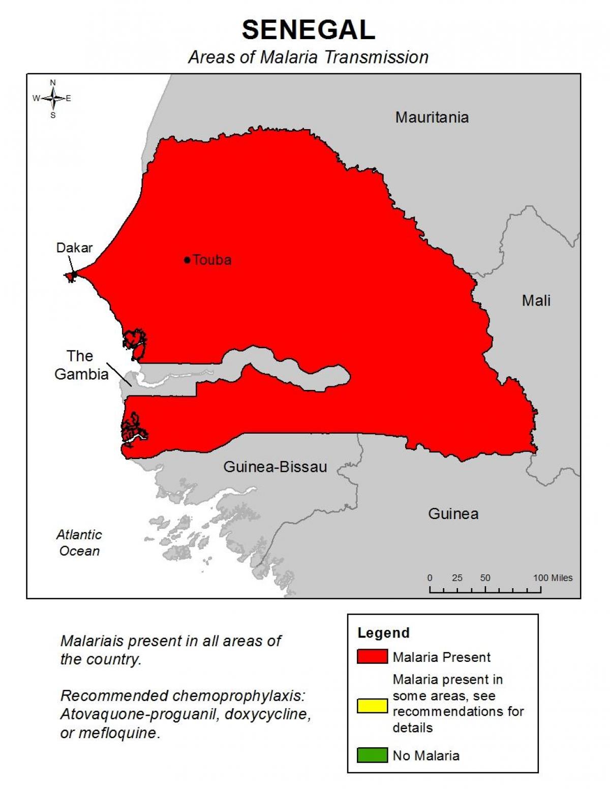 карта Сенегала з малярыяй