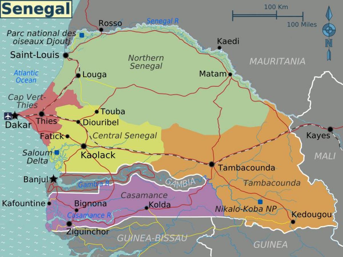 карта Сенегала палітычных